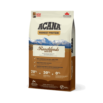 1049 NS CANADA EMEA APAC ACANA Highest Protein Ranchlands Dog Front Left 11.4kg.png