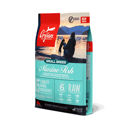 1076 ORIJEN Small Breed Marine Fish Dog Front Left 4.5kg EMEA APAC.png