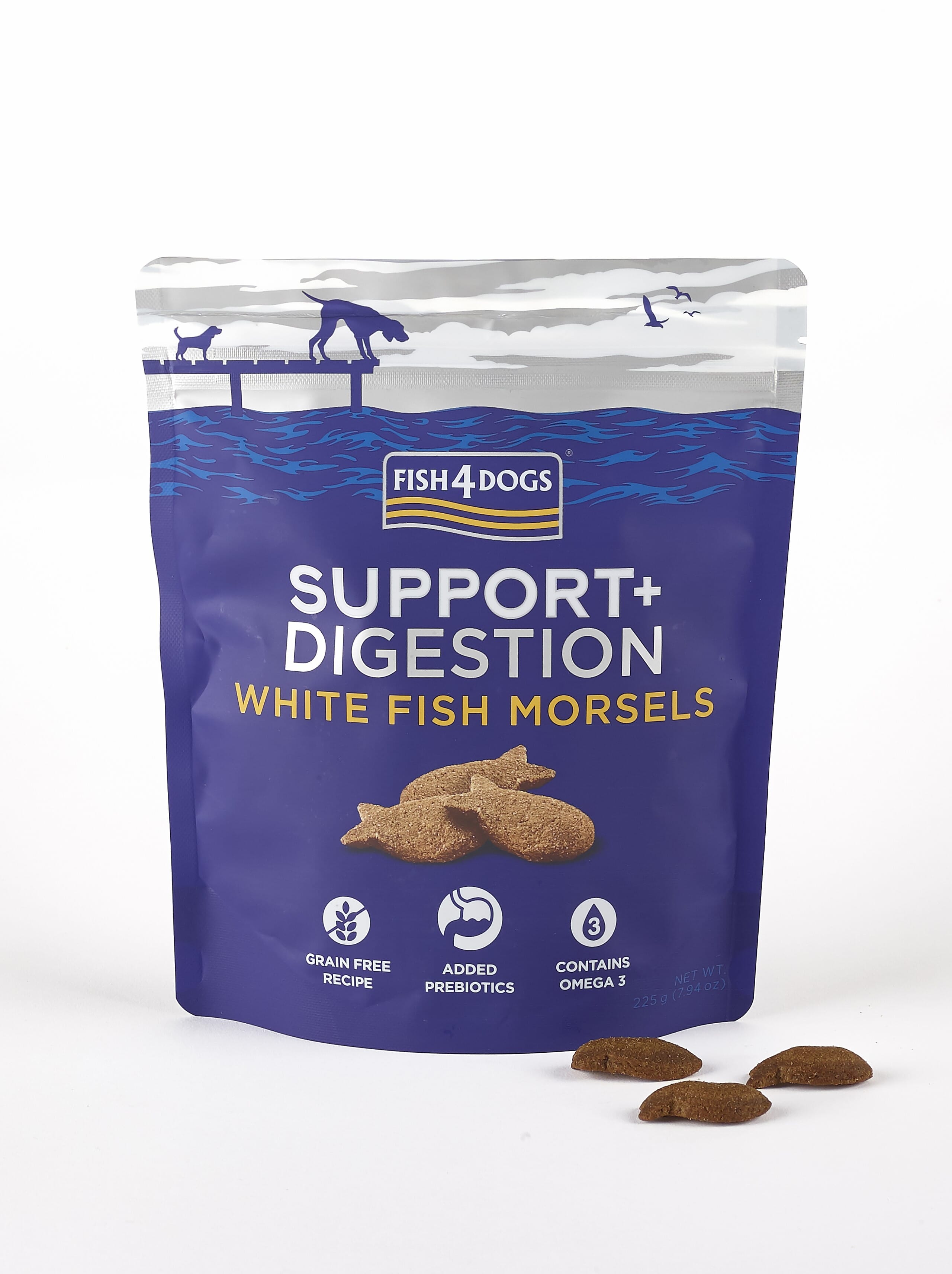 F4D Digestion White fish Bits 225 g - Morene Produkter